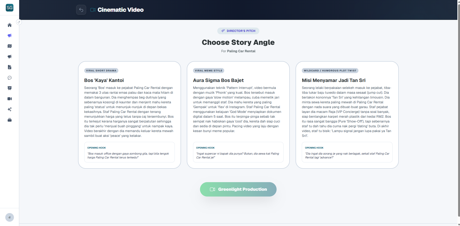 Director Screenplay Concept Proposals and Pitch Selections
